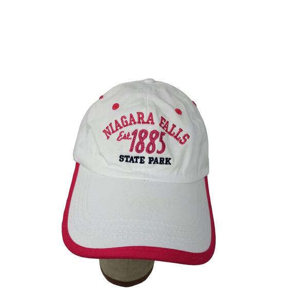 Niagra Falls State Park Slideback Hat White & Pink Embroidered Spell Out - Picture 1 of 10